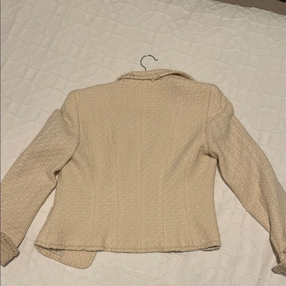 Elie Tahari Tweed Cream Women's Blazer Jacket - Picture 7 of 7